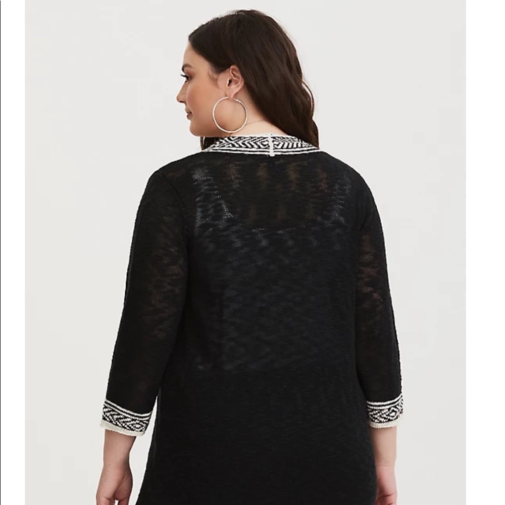 Nwt Torrid size 00 black white trim open cardigan - Picture 3 of 5